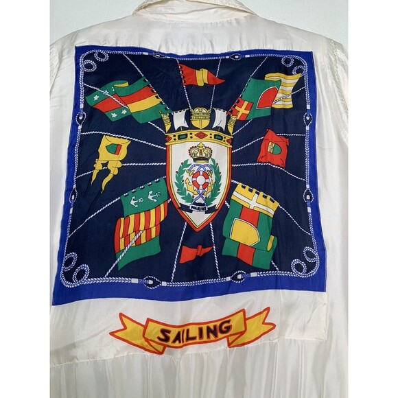 Mureli 100% Silk Sailing Graphic Full Zip Jacket & Elastic Waist Pants Set Sz M - Picture 8 of 12